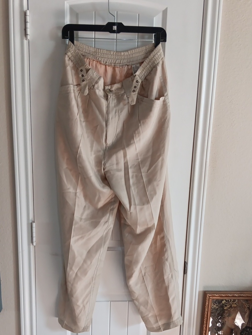 August Silk Vintage 100% Silk High Rise Gurkha Utility Pleated Trousers Pants 6